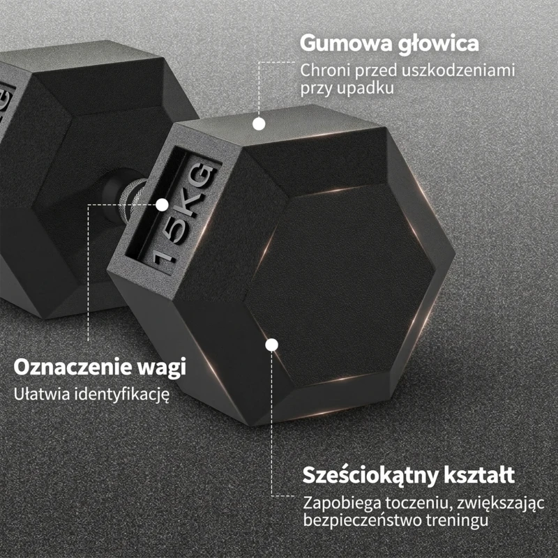 HOMCOM hexagon dumbbells handvat gekarteld 2 x 15 kg