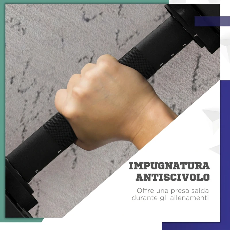 SPORTNOW Set 2 in 1 con 2 Manubri Convertibili in Bilanciere, Peso Totale 25 kg e Dischi Pesi Regolabili, Nero