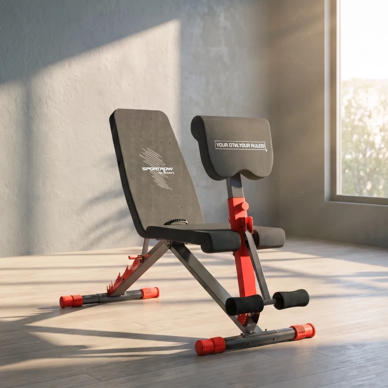 SPORTNOW Panca Pesi Regolabile per Home Gym, Pieghevole 300 kg, Inclinata/Declinata/Piana, 6 Posizioni Schienale