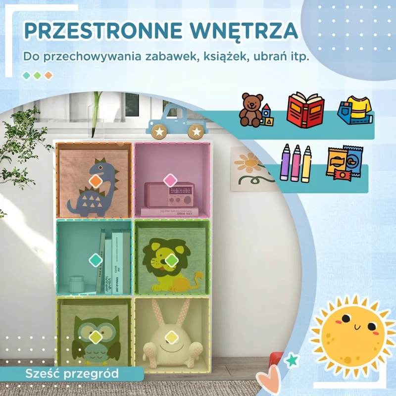 Regał dziecięcy ZONEKIZ z 3 szufladami na zabawki Biały+Szary 61,8 x 29,9 x 91,5 cm