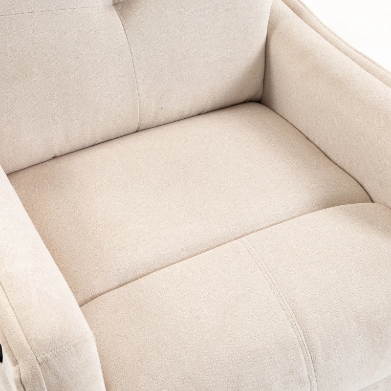 HOMCOM Poltrona Relax Reclinável Elétrica Elevatória com 2 Pontos de Massagem, Assento com Molas e Apoio para os Pés, Chenille Creme