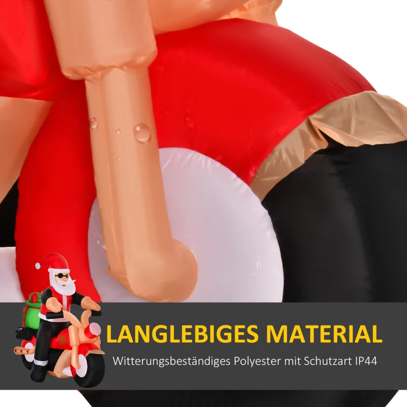 HOMCOM Weihnachtsdeko Aufblasbarer Weihnachtsmann Outdoor-Weihnachtsdekoration, inkl. Gebläse, 1,65 m, Rot + Weiß + Schwarz