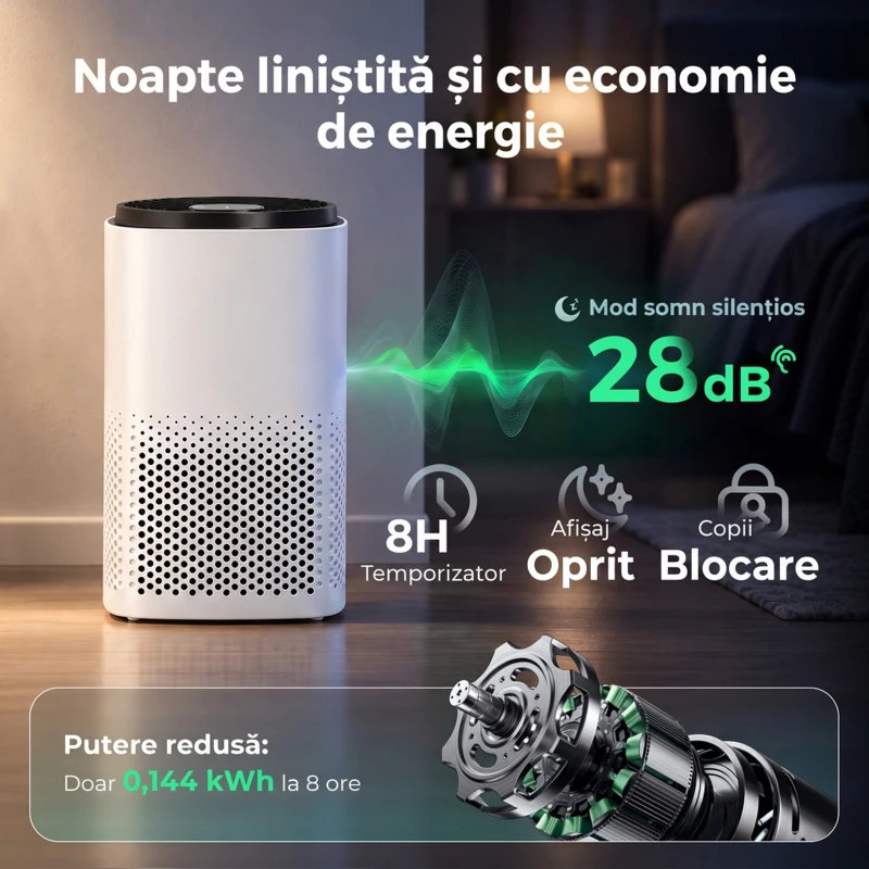 HOMCOM Purificator de Aer Smart cu Aplicație, WiFi, pentru 27 m², Filtru HEPA, CADR 225 m³/h, 28 dB