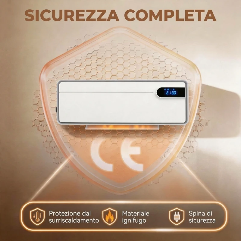 HOMCOM Termoventilatore da Parete 2000W, Stufa Elettrica Ceramica 3 Modalità con Ventilatore, Termostato, Timer, Bianco