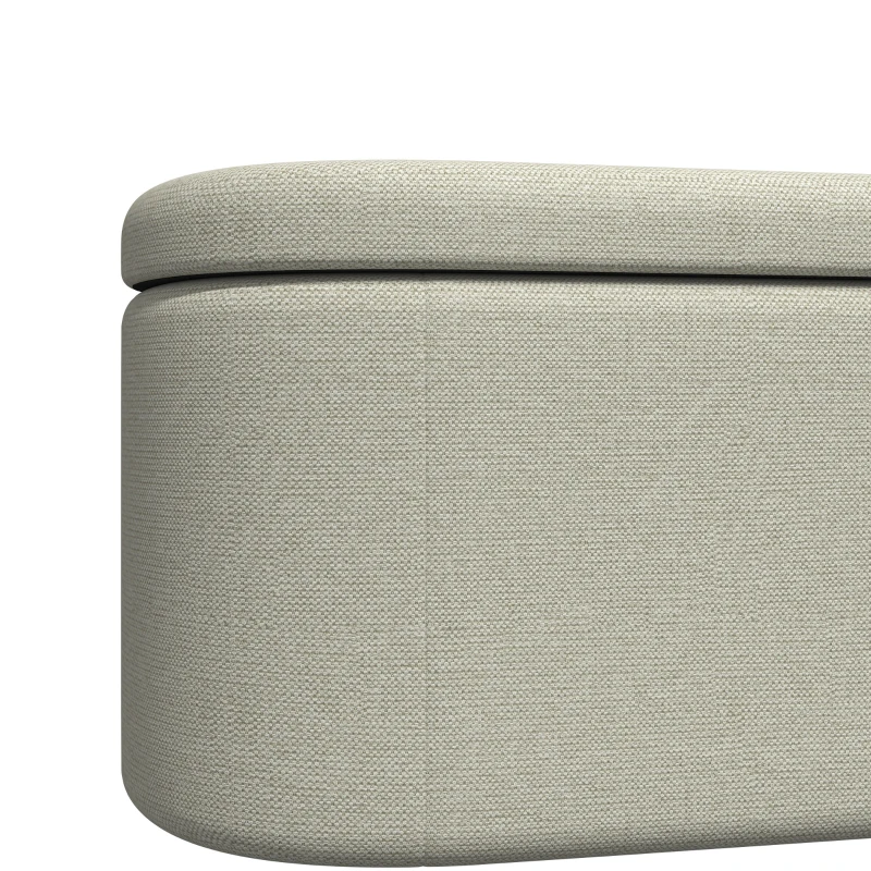 HOMCOM Banco de Almacenaje Puff Almacenaje Tapizado en Lino Tapa Cierre Suave Diseño Ovalado Carga 220 kg 116x42x44 cm Gris