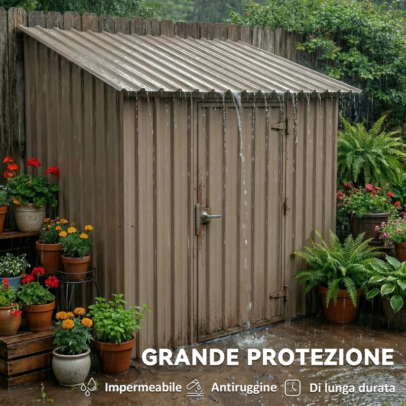Outsunny Set 12 Pannelli di Ricambio per Casette da Giardino in Acciaio Zincato con Fori, 129x45 cm, Marrone