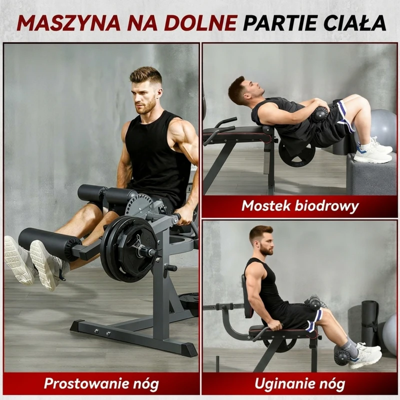 SPORTNOW Regulowany wyciąg nóg, stalowy, z obciążeniem, czarny