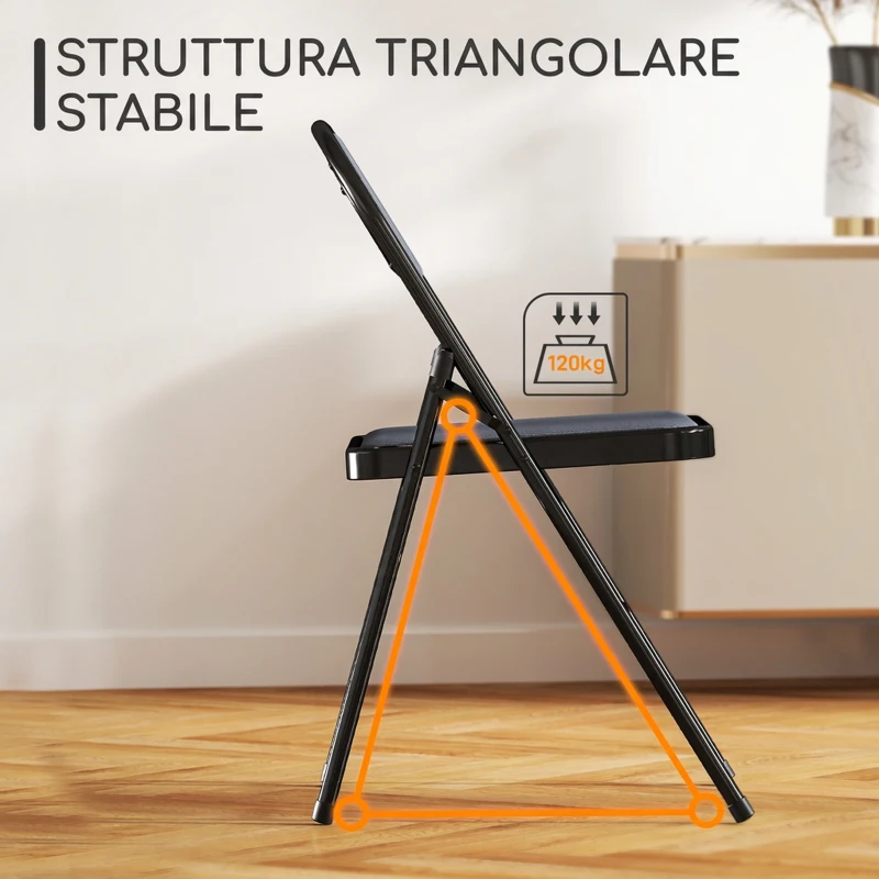 HOMCOM Set di 4 Sedie Pieghevoli Imbottite in Velluto a Coste, Sedia Pieghevole da Interno per Casa, Ufficio, Grigio