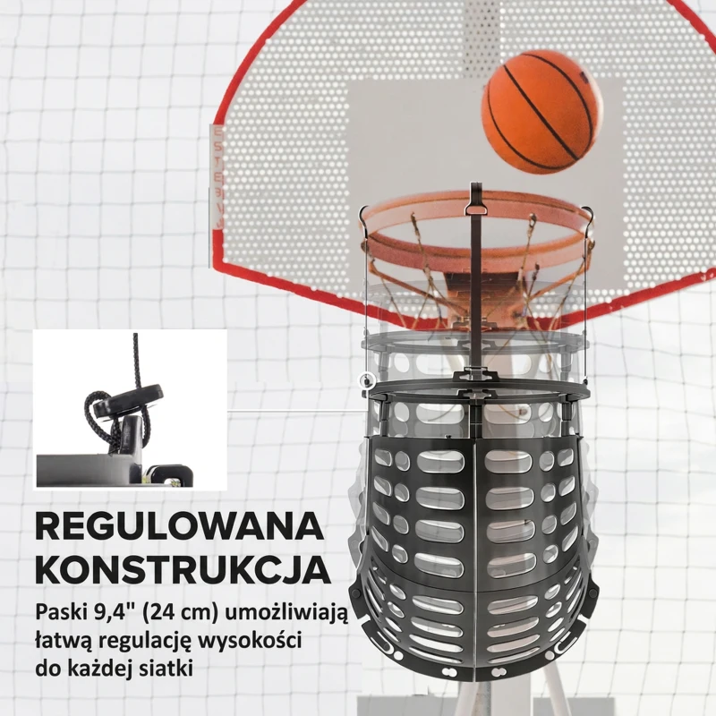 SPORTNOW Basketball Rebounder, Height Adjustable Basketball Hoop Ball Returner with 360° Rotatable Return Chute, Black