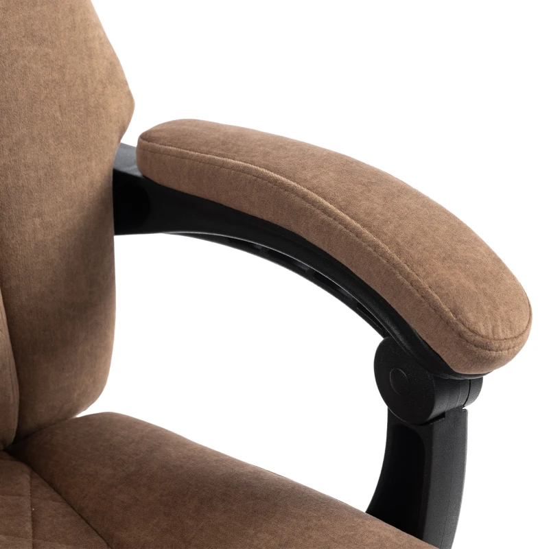 HOMCOM Fauteuil Bureau Massant Vibrant et Chauffant, Chaise Bureau Ergonomique en Velours Imprimé, Dossier Inclinable, Marron