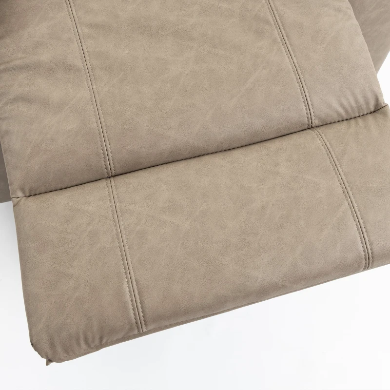 HOMCOM Sillón 2 Plazas Relax Reclinable Manual Ajuste Separado hasta 155º Sillón Relax de PU Reposapiés y Asiento Amplio Caqui
