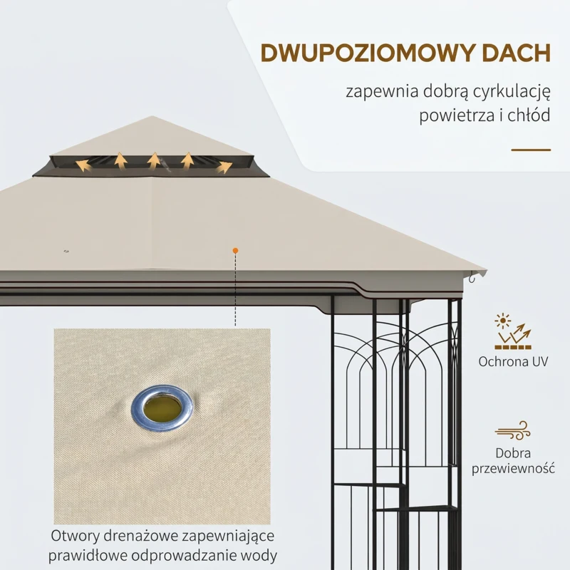 altana ogrodowa pawilon z podwójnym dachem 3x3 namiot ogrodowy namiot imprezowy beżowy