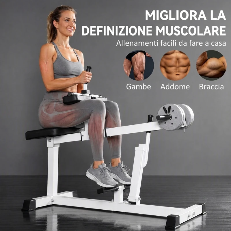 SPORTNOW Macchina per Polpacci Seduti, Macchina per Polpacci Regolabile, per Allenamento Gambe Polpacci, Bianco