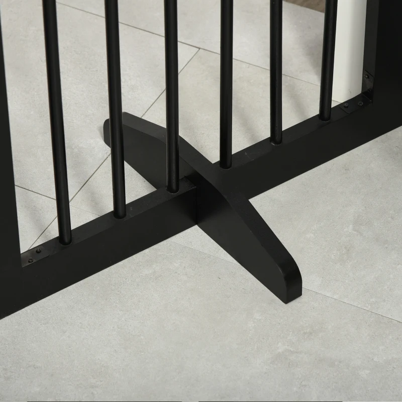 PawHut Cancellino per Cani Pieghevole a 3 Sezioni in Legno, Barriera per Cani con Piedini, 154.5x29.5x61cm, Nero