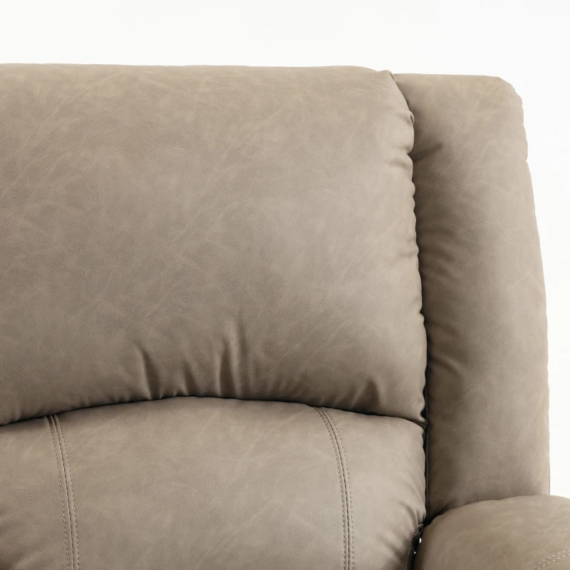 HOMCOM Sillón Relax Reclinable Manual de PU con Reposapiés Asiento Ancho Acolchado Grueso Reclinable hasta 155° Caqui