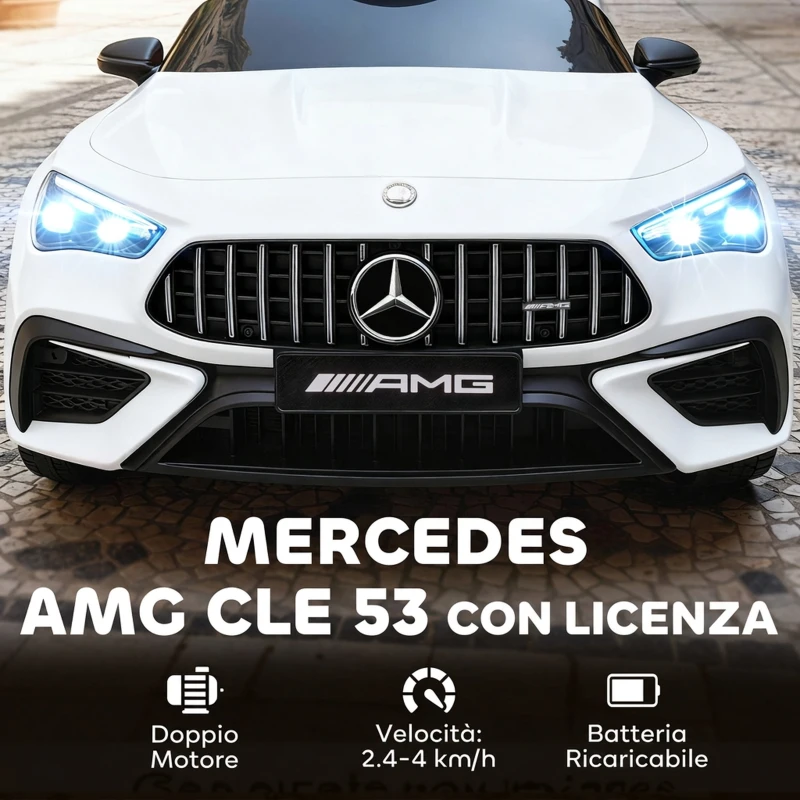AIYAPLAY Macchina Elettrica per Bambini 12V Mercedes-AMG, Auto Elettrica Bambini, 2 Motori, Telecomando, Bianco