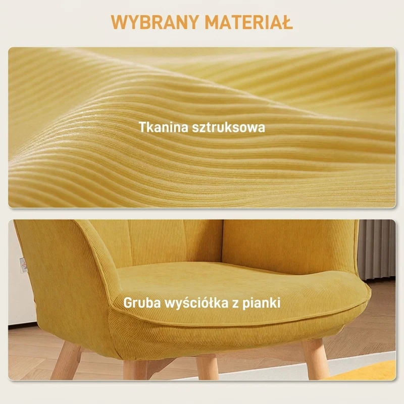 Fotel z podnóżkiem, relaksacyjny, pomarańczowy, welur