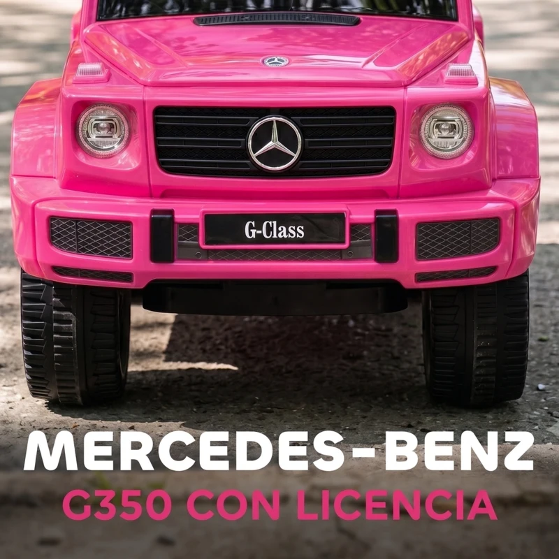 HOMCOM Coche Correpasillos para Niños de 1-3 Años con Licencia Mercedes G350 Capota Extraíble y Barandilla 85,5x40,5x95 cm Rosa