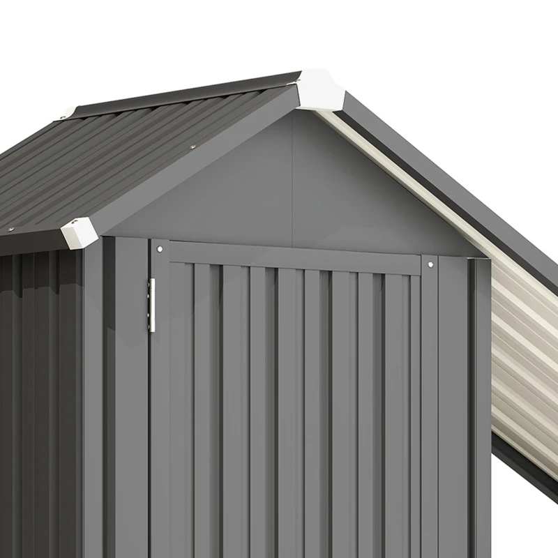 Outsunny Portalegna da Esterno con Armadietto Porta Attrezzi, 0.77 m², 150x66x162 cm, in Acciaio Zincato, Grigio Scuro