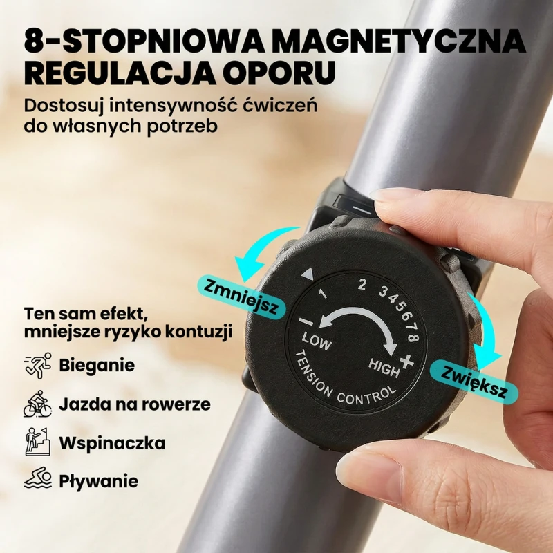 Rower treningowy trenażer rowerowy z regulacją oporu magnetycznego kolor szary + srebrny