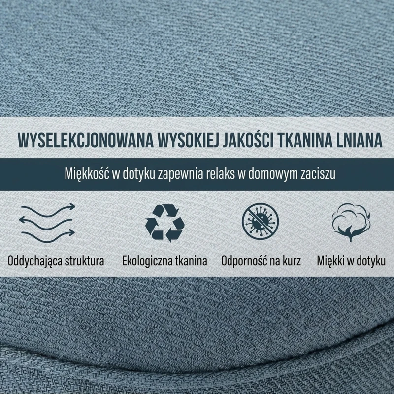 HOMCOM Nowoczesny Fotel Skandynawski z Poduszką Wygodny Fotel Wypoczynkowy Lniany do Biura, Hotelu i Salonu Niebieski 52,5cm x 69cm x 77cm