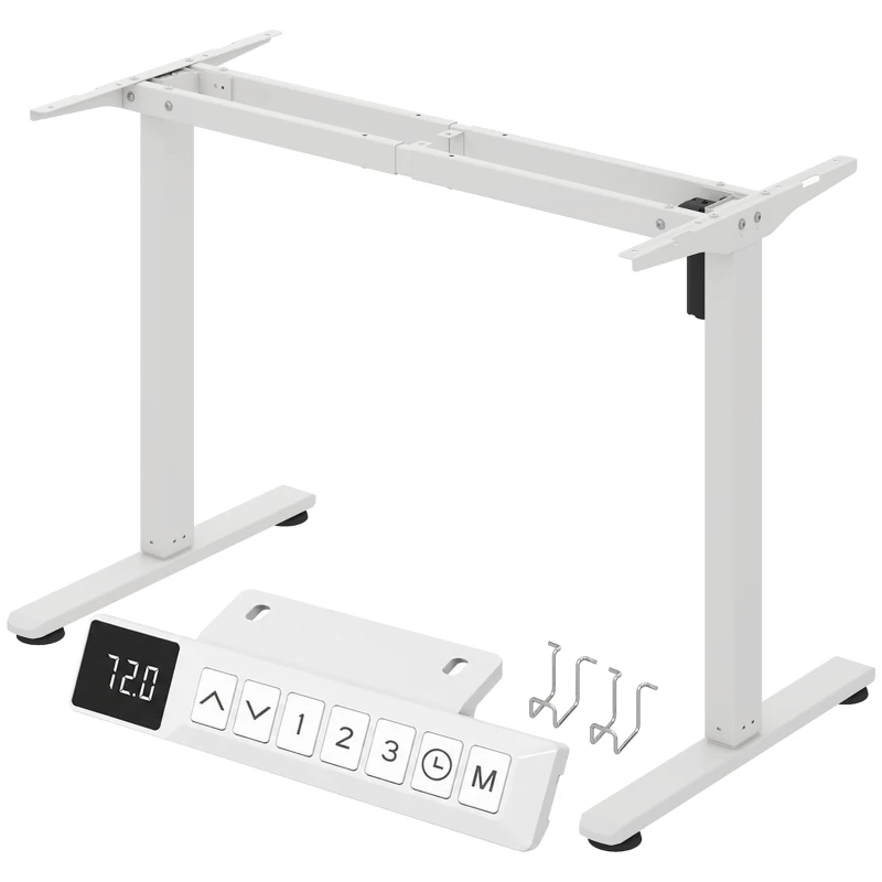 HOMCOM Schreibtischgestell ergonomisch höhenverstellbar Tischgestell elektrisch Stahl Weiß