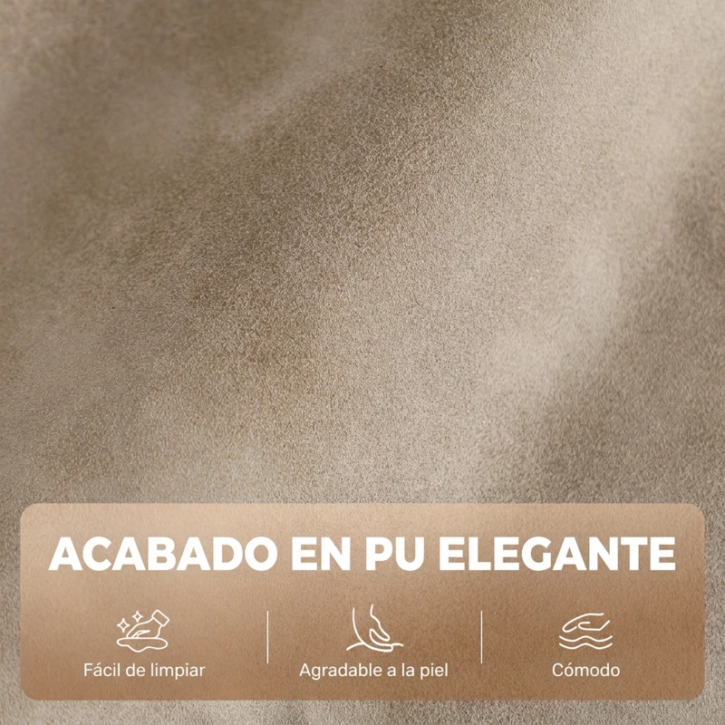 HOMCOM Sillón Relax Reclinable Manual de PU con Reposapiés Asiento Ancho Acolchado Grueso Reclinable hasta 155° Caqui
