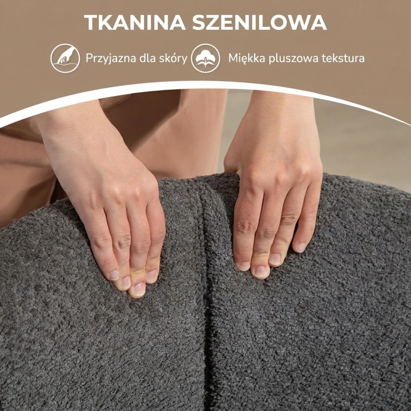 HOMCOM Fotel Lounge z Podłokietnikami, Wykończenie Lniane, Obrotowy, z Metalowymi Nogami, do Salonu, Kuchni, Sypialni, Ciemnoszary