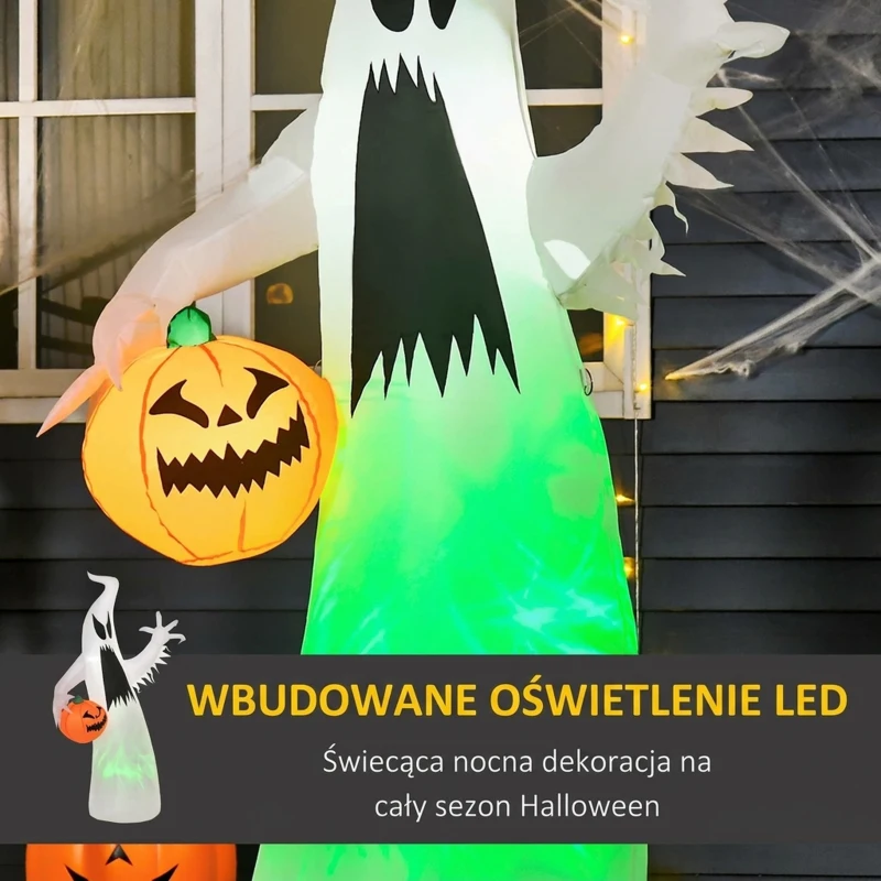 HOMCOM Halloween samopompujący upiór duch halloweenowa dekoracja z podświetleniem LED