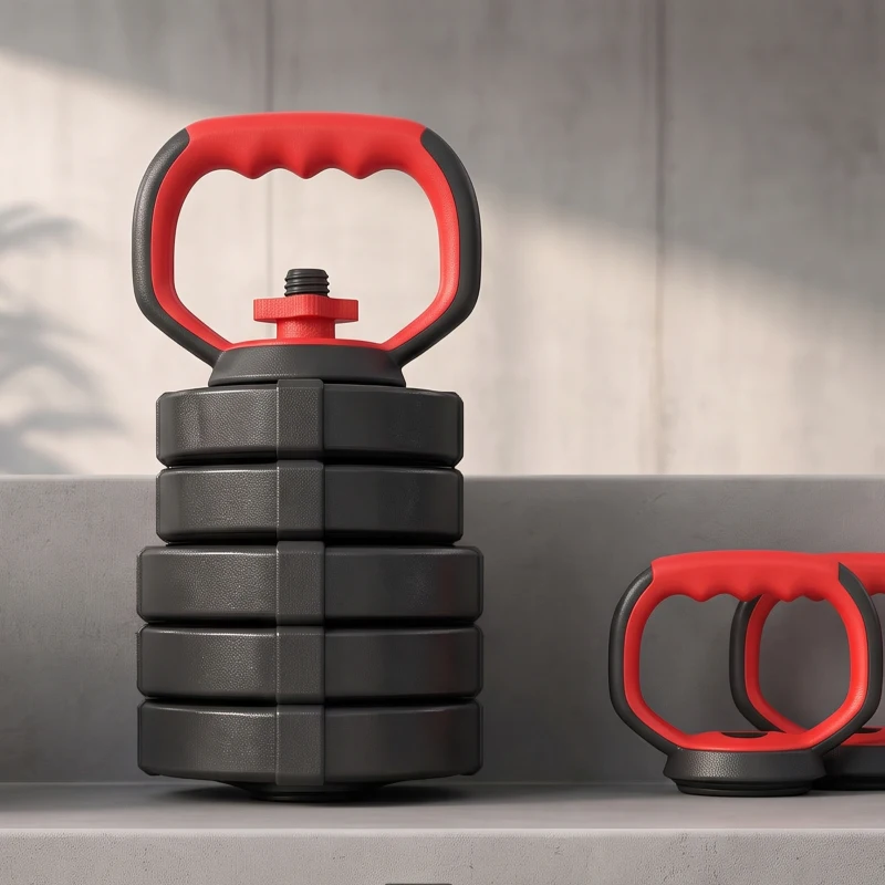 SPORTNOW Set Manubri Regolabili 5 in 1 da 20kg Totali, Set Pesi Palestra Utilizzabile come Kettlebell, Nero e Rosso