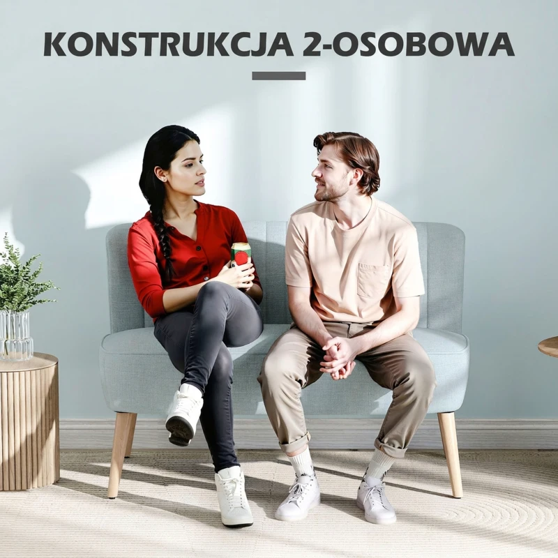 HOMCOM 2-osobowa sofa, miękkie obicie, łatwa w pielęgnacji, udźwig do 220 kg, 117 x 56,5 x 77 cm, jasny zielony