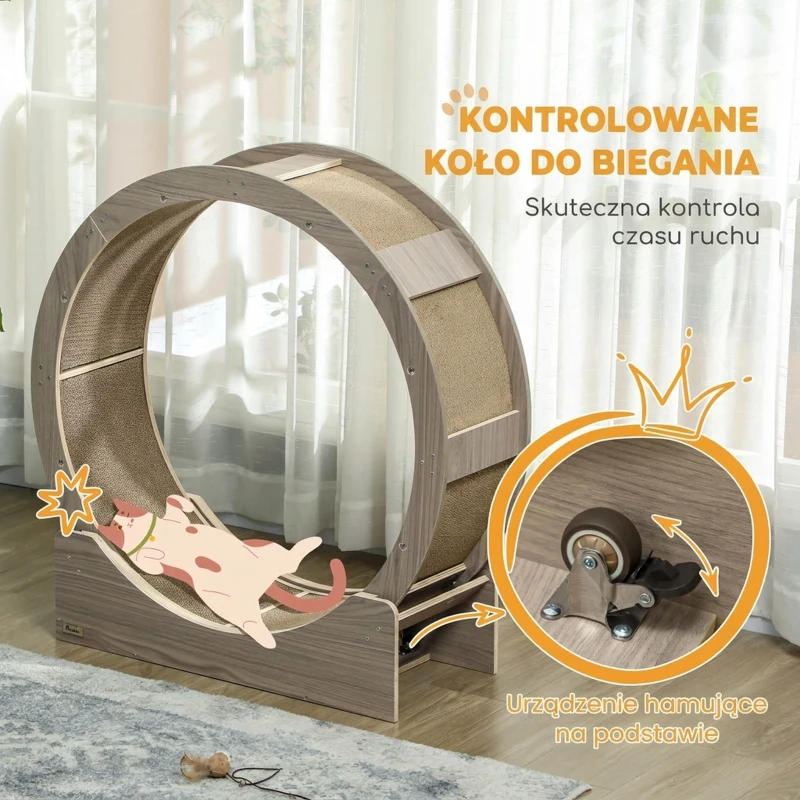 Biegacz dla kotów, 91 cm, z hamulcem, orzechowy