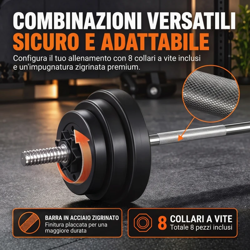 SPORTNOW Set Manubri Regolabili 3 in 1 da 50kg, Set Pesi Palestra con Manubri, Bilanciere Dritto e Barra EZ, Nero