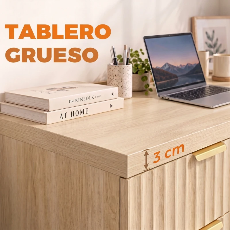 HOMCOM Escritorio Reversible 120 cm con Cajón Armario Balda Ajustable y Tablero Grueso para Espacios Pequeños Oficina Roble