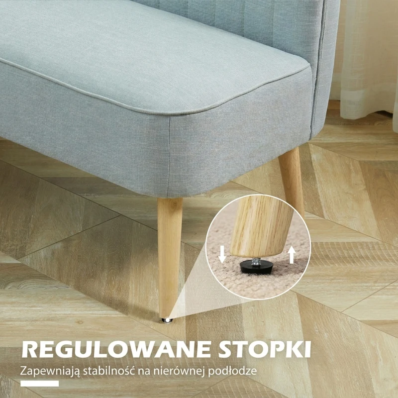 HOMCOM 2-osobowa sofa, miękkie obicie, łatwa w pielęgnacji, udźwig do 220 kg, 117 x 56,5 x 77 cm, jasny zielony