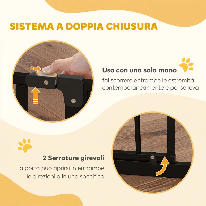 PawHut Cancelletto di Sicurezza per Cani in Acciaio e ABS, Cancellino per Cani Estensibile 75-145cm, Nero