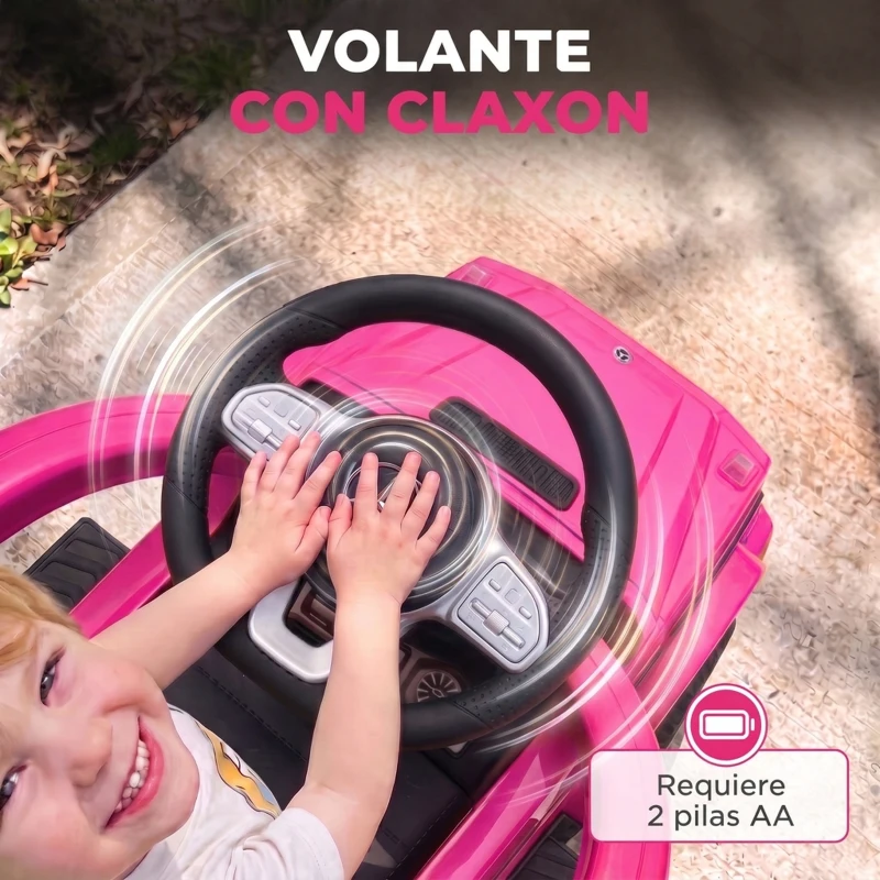 HOMCOM Coche Correpasillos para Niños de 1-3 Años con Licencia Mercedes G350 Capota Extraíble y Barandilla 85,5x40,5x95 cm Rosa