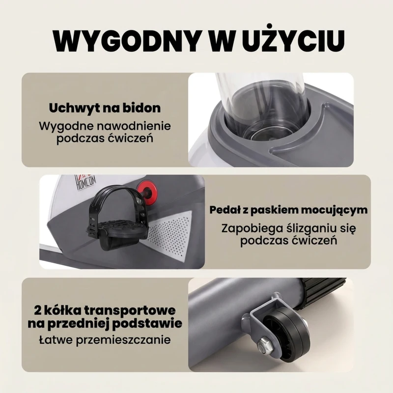 Rower treningowy trenażer rowerowy z regulacją oporu magnetycznego kolor szary + srebrny