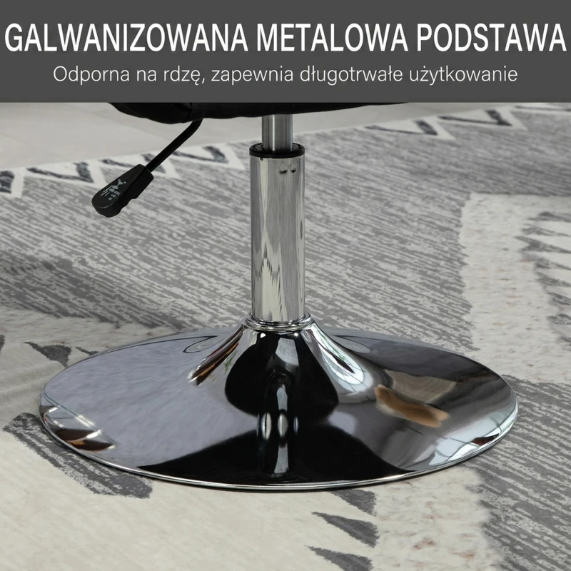 HOMCOM Krzesło obrotowe, regulowany fotel biurowy, lenopodobny poliester, metal, 60 x 60 x 79-91 cm, Szary