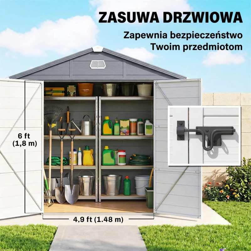 Domek ogrodowy 4,1m³, dach jednospadowy, 240 x 190 cm