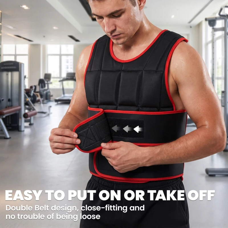 HOMCOM 20kg Weighted Vest for Running, Cardio & Home Training, Adjustable Running Weight Vest with 38 Weight Bags for Men and Women, Boost Strength, Endurance & Cardio Performance, Black and Red