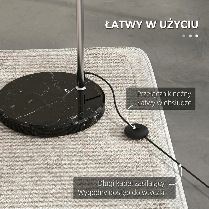 Lampa stojąca regulowana, obrotowa, bez żarówki