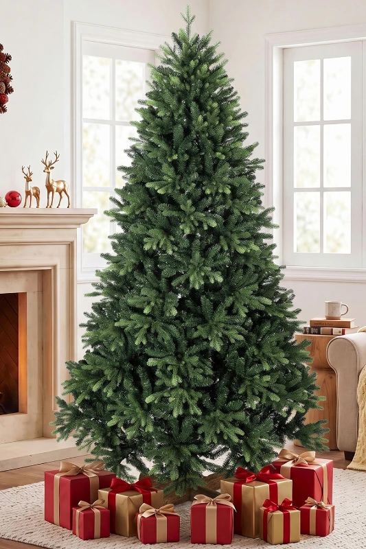 HOMCOM Artificial Christmas Tree, Hinged Xmas Tree with 3834 PE & PVC Branch Tips, 7ft, Green