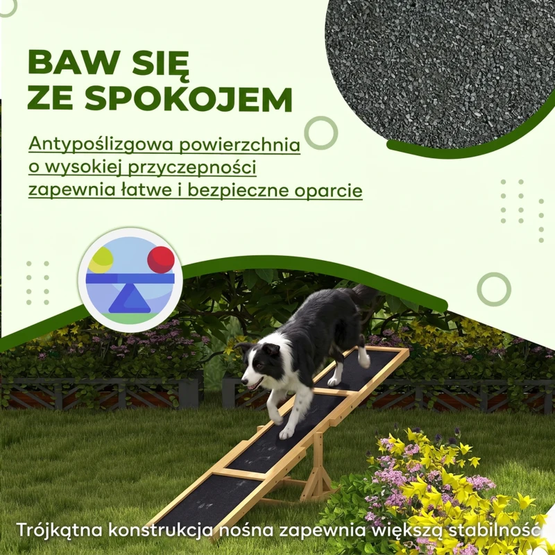 Huśtawka dla psa, drewniana, do agility, zabawka dla dużych psów