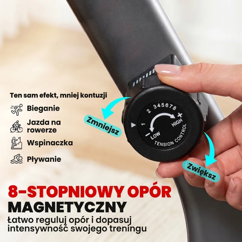 HOMCOM Trener Rowerowy z 8-stopniowym Oporem 122-137 x 62 x 103cm Stal Szary+Czarny+Srebrny
