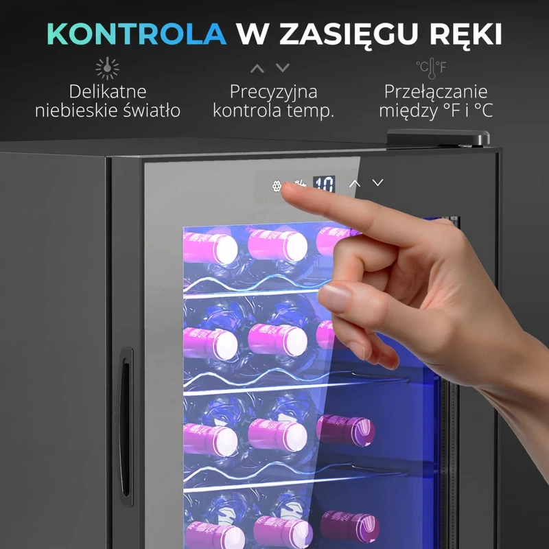 Lodówka na wino 20 butelek, 53L, 5-18℃, kompresor