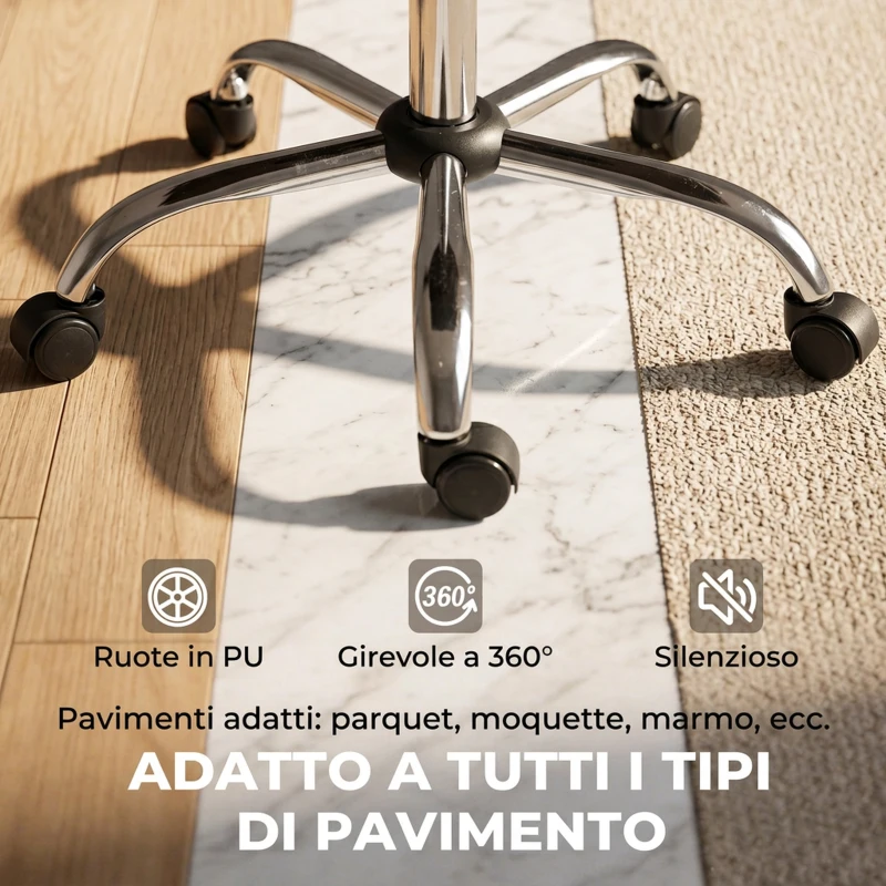 Vinsetto Sedia da Ufficio Ergonomica Inclinabile Girevole in Tessuto Effetto Lino con Poggiatesta, Marrone