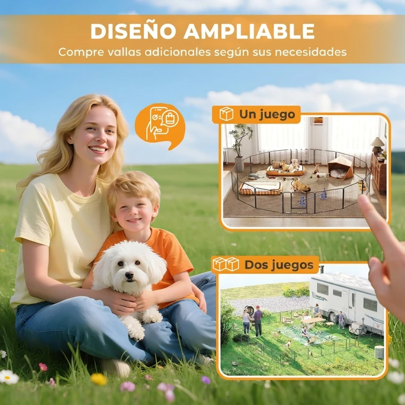 PawHut Parque para Perros de 16 Paneles con 2 Puertas Corralito para Perros para Exterior Interior Acero 80x60 cm Gris