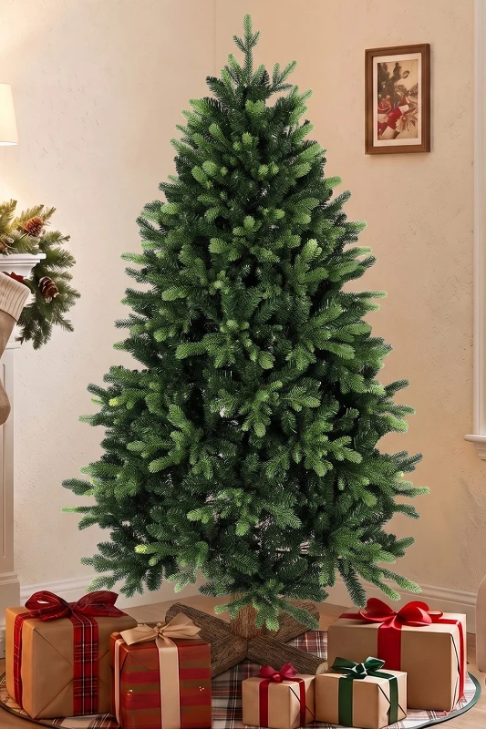 HOMCOM Artificial Christmas Tree, Hinged Xmas Tree with 1620 PE & PVC Branch Tips, 5ft, Green