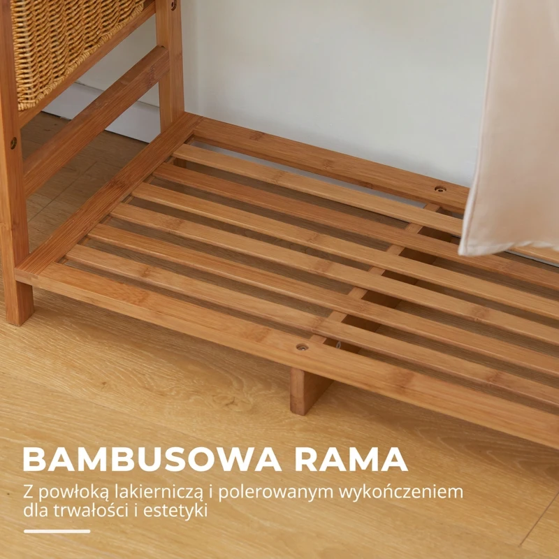 Wieszak na ubrania z półką i miejscem na buty, natura